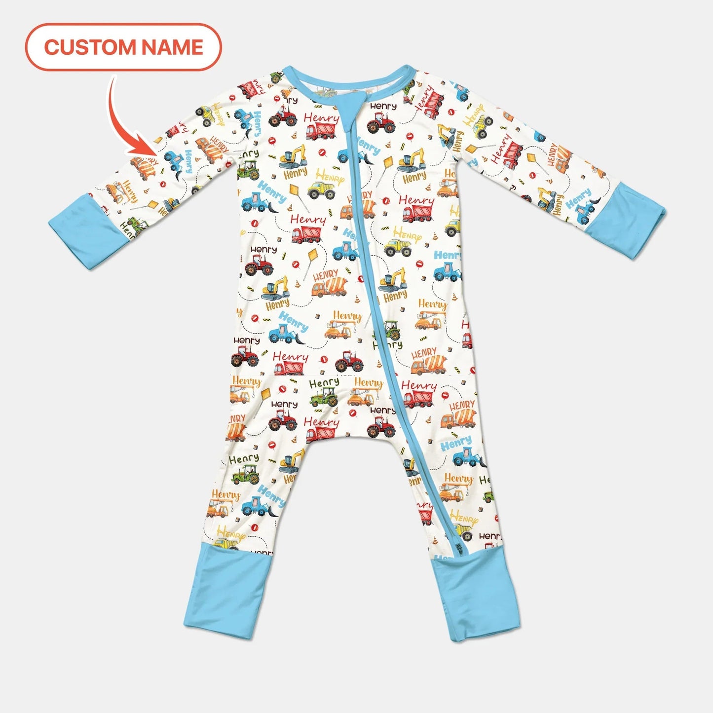 Construction Vehicles Custom Name Convertible Zippy