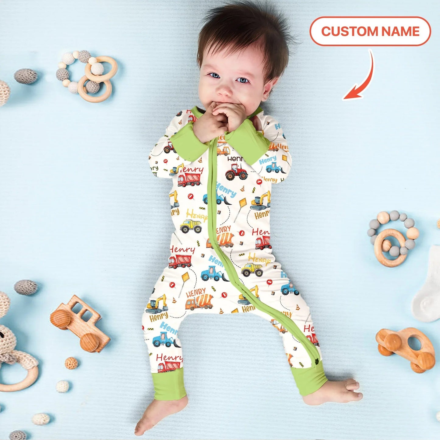 Construction Vehicles Custom Name Convertible Zippy