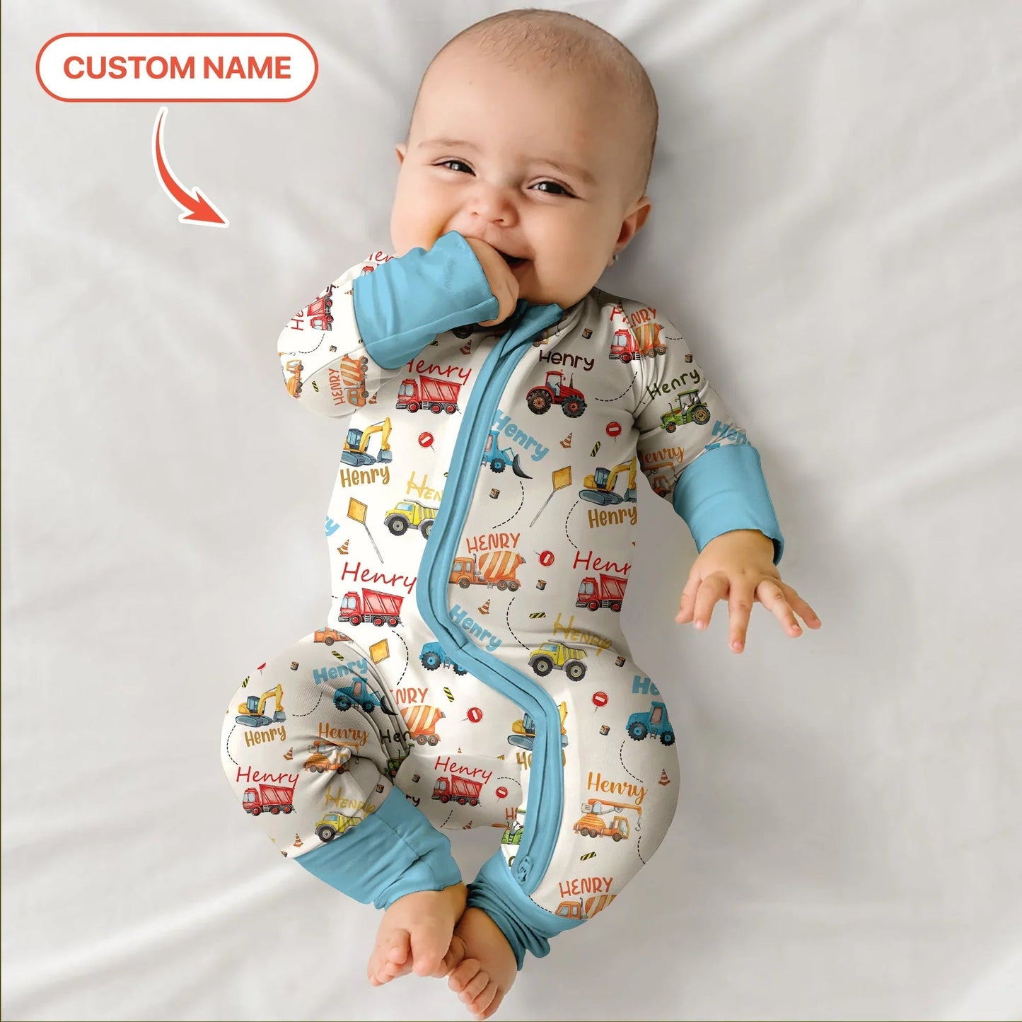 Construction Vehicles Custom Name Convertible Zippy