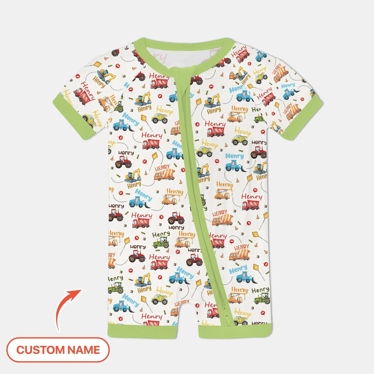 Construction Vehicles Custom Name Shorty Zippy