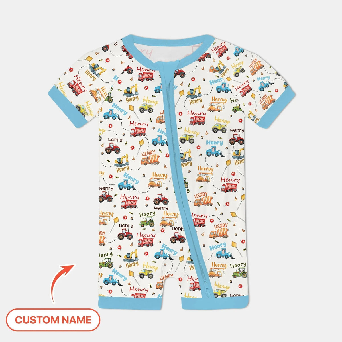Construction Vehicles Custom Name Shorty Zippy