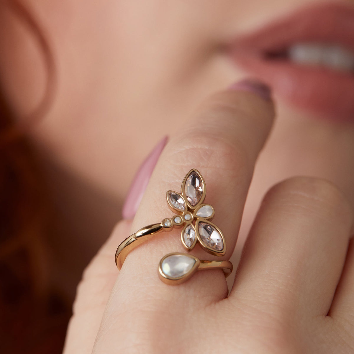 Crystal Dragonfly Ring