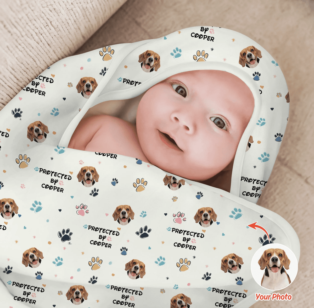 Custom Dog Pattern Hooded Towel Set