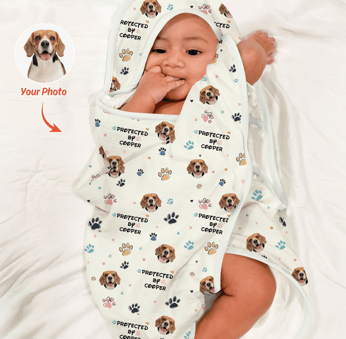 Custom Dog Pattern Hooded Towel Set