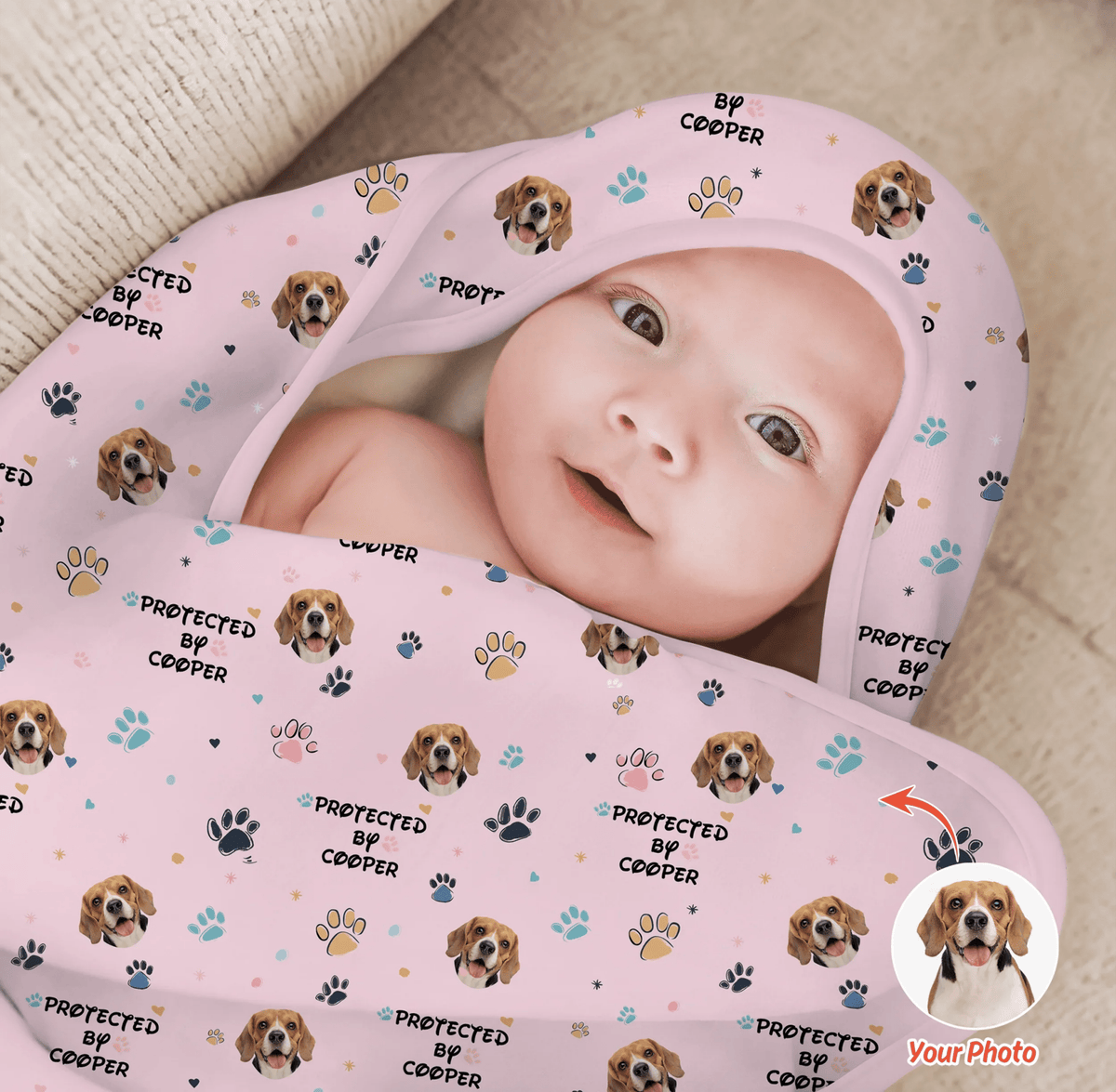 Custom Dog Pattern Hooded Towel Set