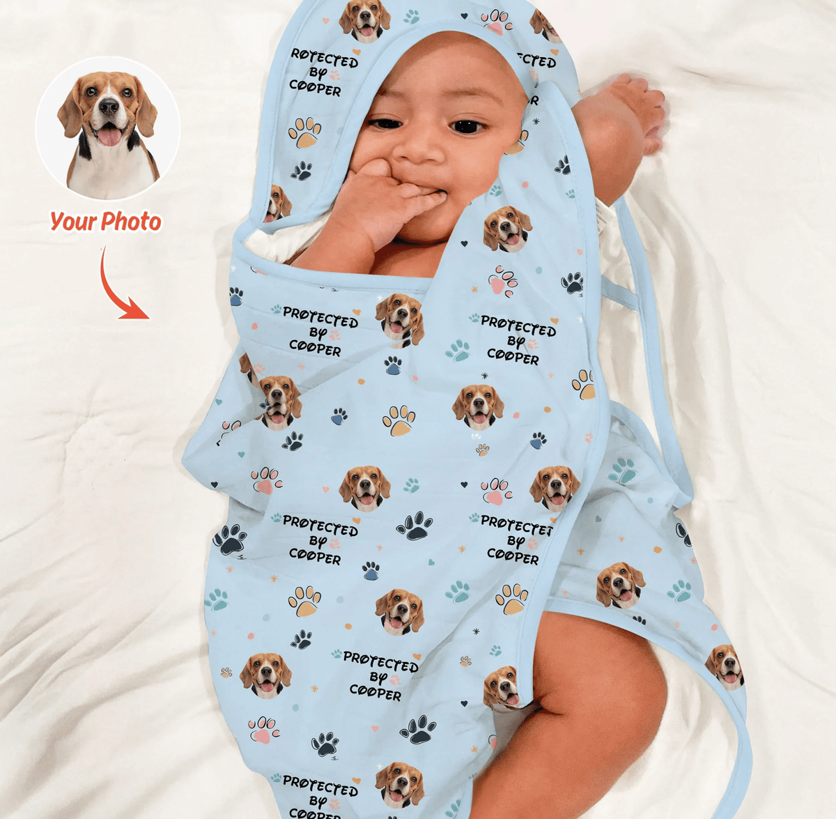 Custom Dog Pattern Hooded Towel Set