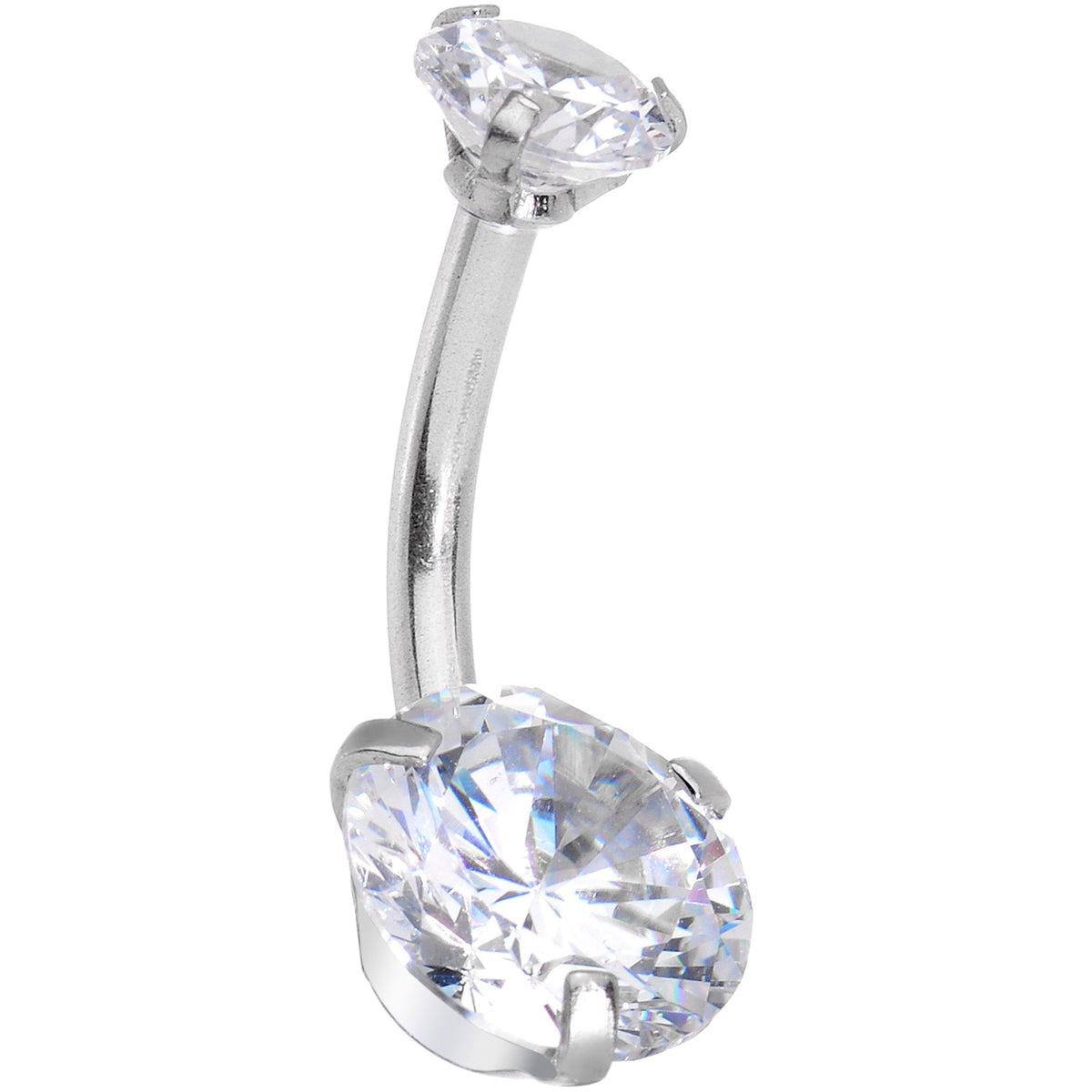 Clear CZ Gem Alluring Elegance Dangle Belly Ring