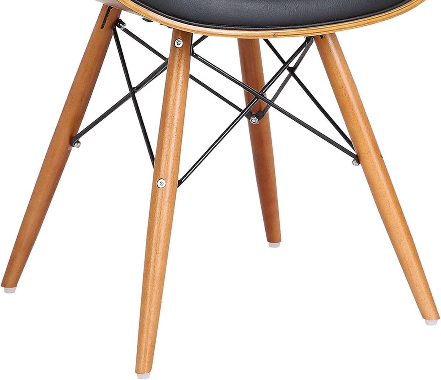 Cassie Dining Chair Black Faux Leather Walnut Wood