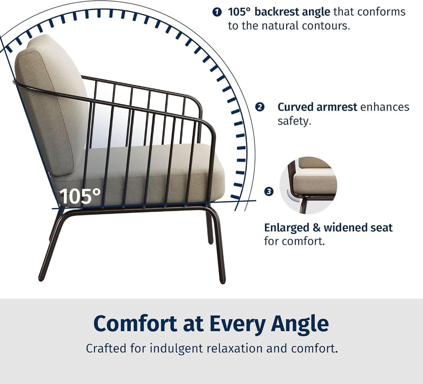 Modern 4-Piece Patio Furniture Set with Thick Cushions