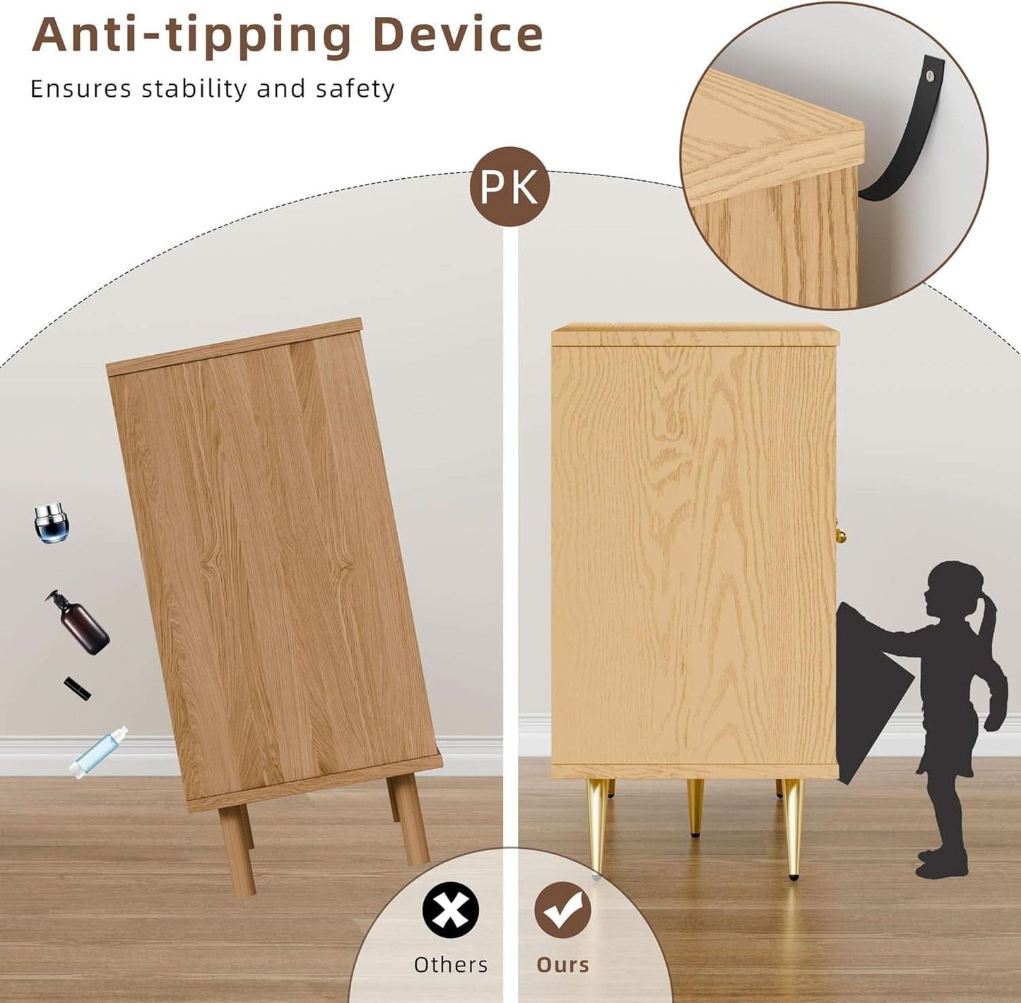 Natural Finish Buffet Cabinet Pair With Rattan Doors