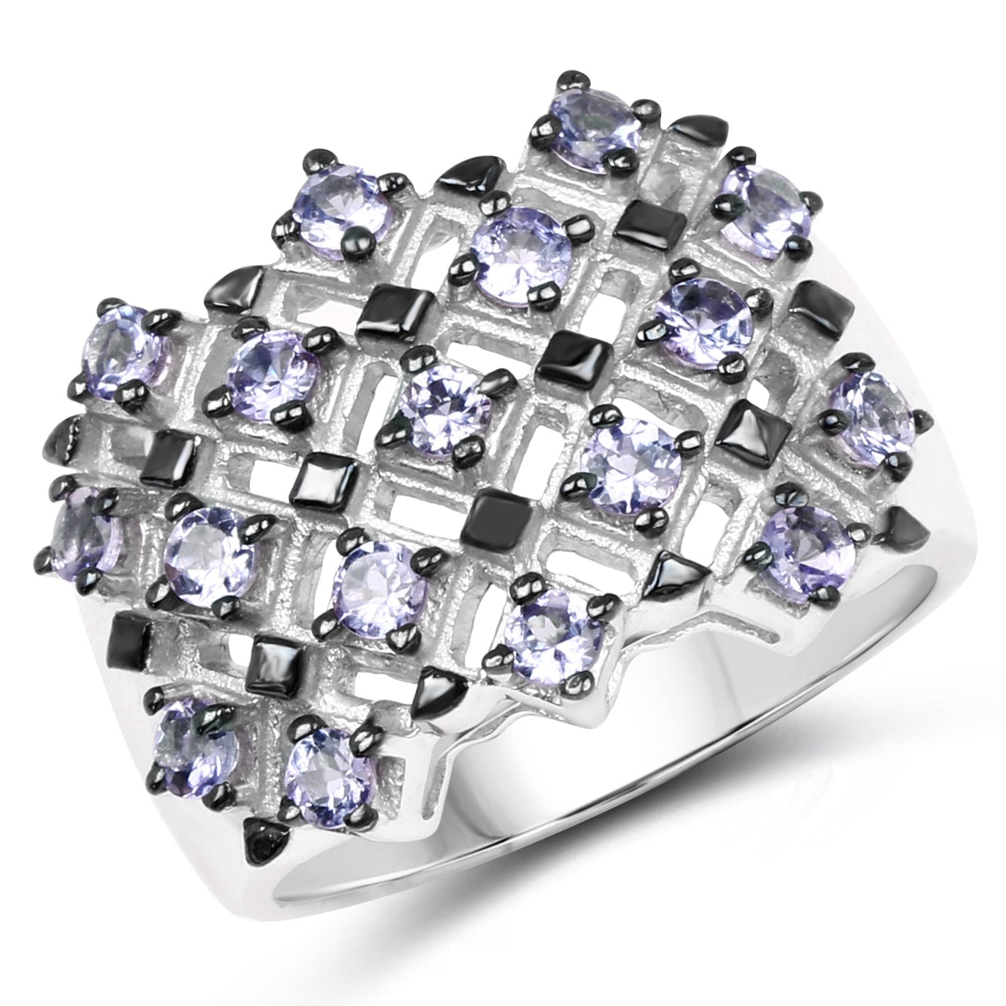 1.53 Carat Genuine Tanzanite .925 Sterling Silver Ring