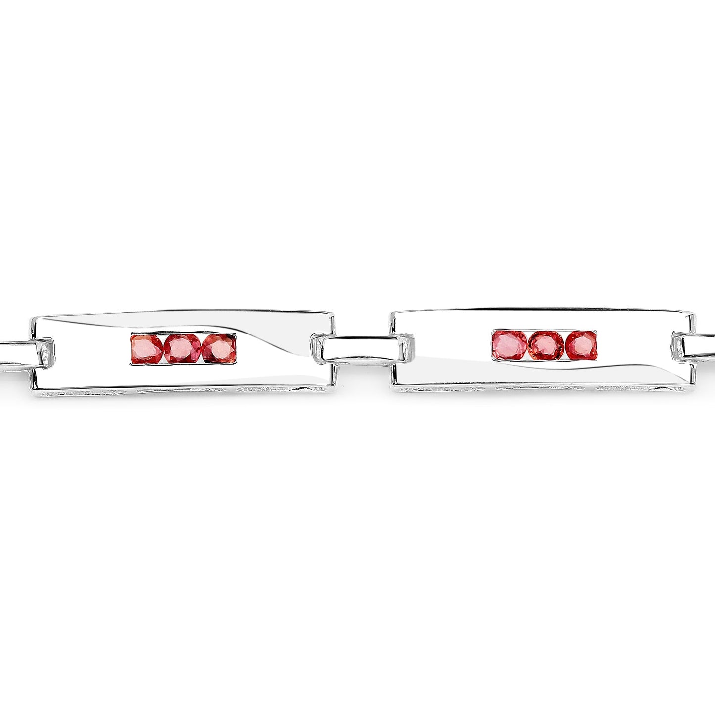 2.52 Carat Genuine Orange Sapphire .925 Sterling Silver Bracelet
