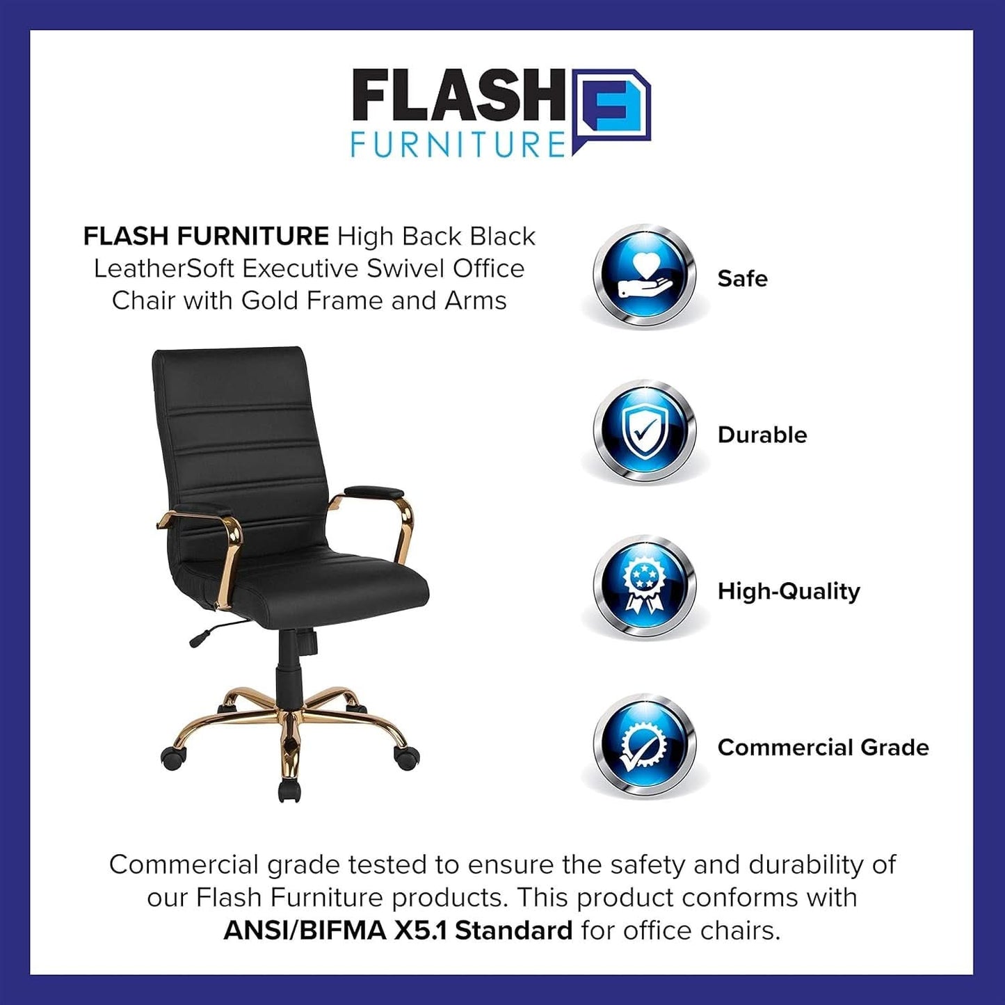 Whitney Black High Back Leathersoft Desk Chair Swivel