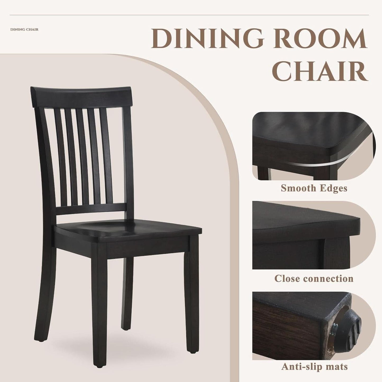 Wooden Windsor Dining Chairs Set Of 6 Dark Brown With Spindle Back