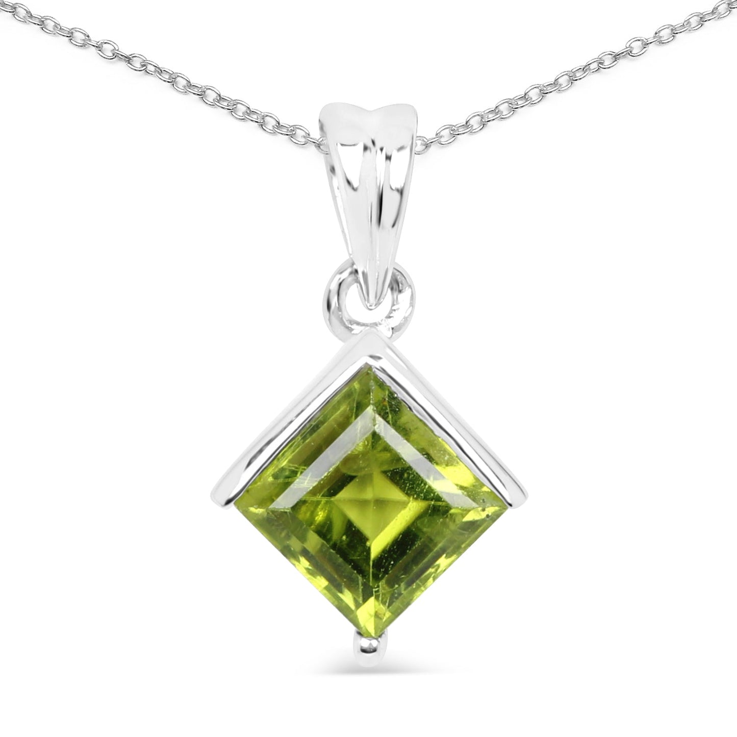 1.56 Carat Genuine Peridot .925 Sterling Silver Pendant