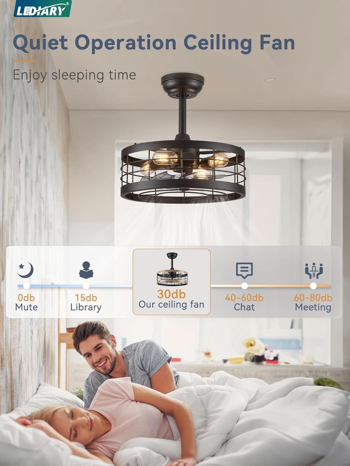 16.5 Inch Black Ceiling Fan Industrial Cage Design
