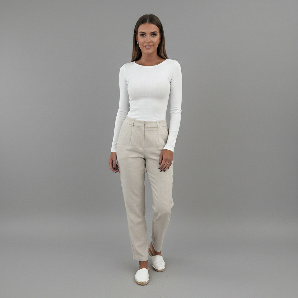 Long Sleeve Crew Neck Ribbed Top