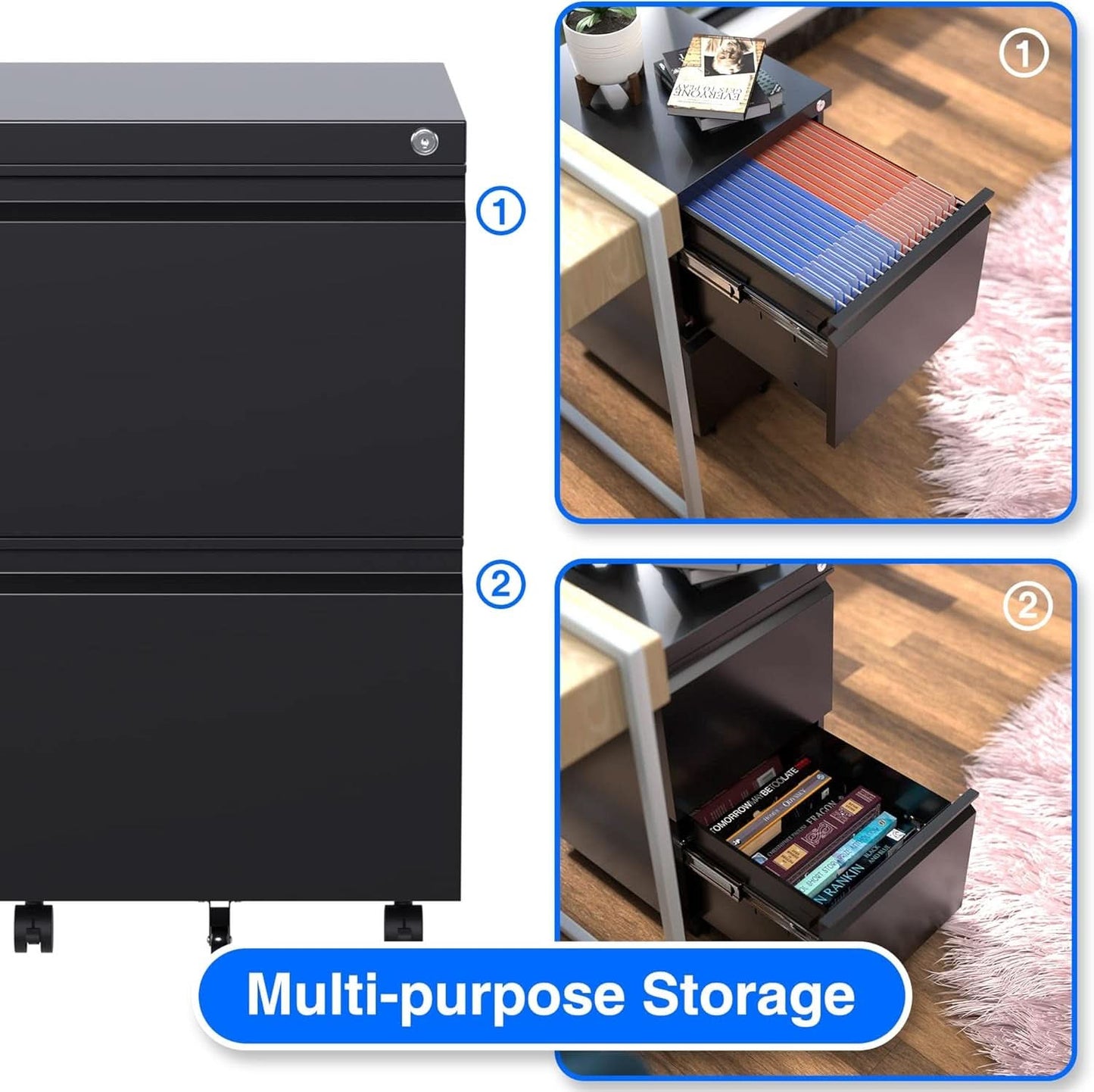 2 Drawer Vertical File Cabinet With Lock Letter Size