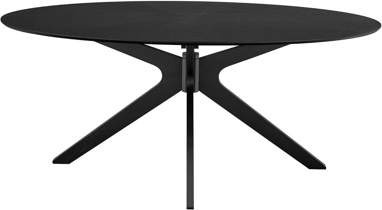 Crossroads 71 Inch Oval Wood Dining Table Black Seats 6 Easy To Assemble