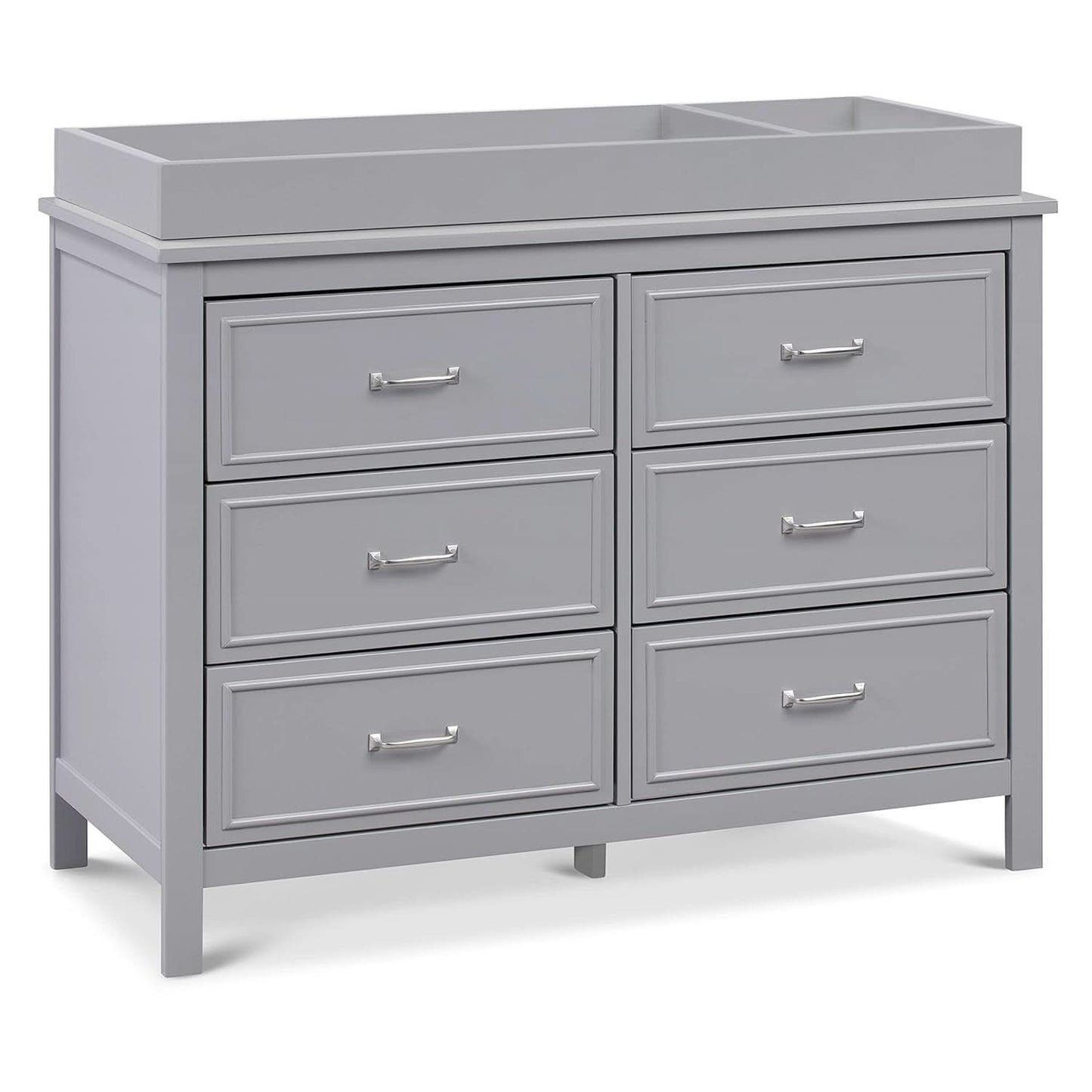 Charlie 6 Drawer Double Dresser Grey For Nursery And Kids Bedroom Storage
