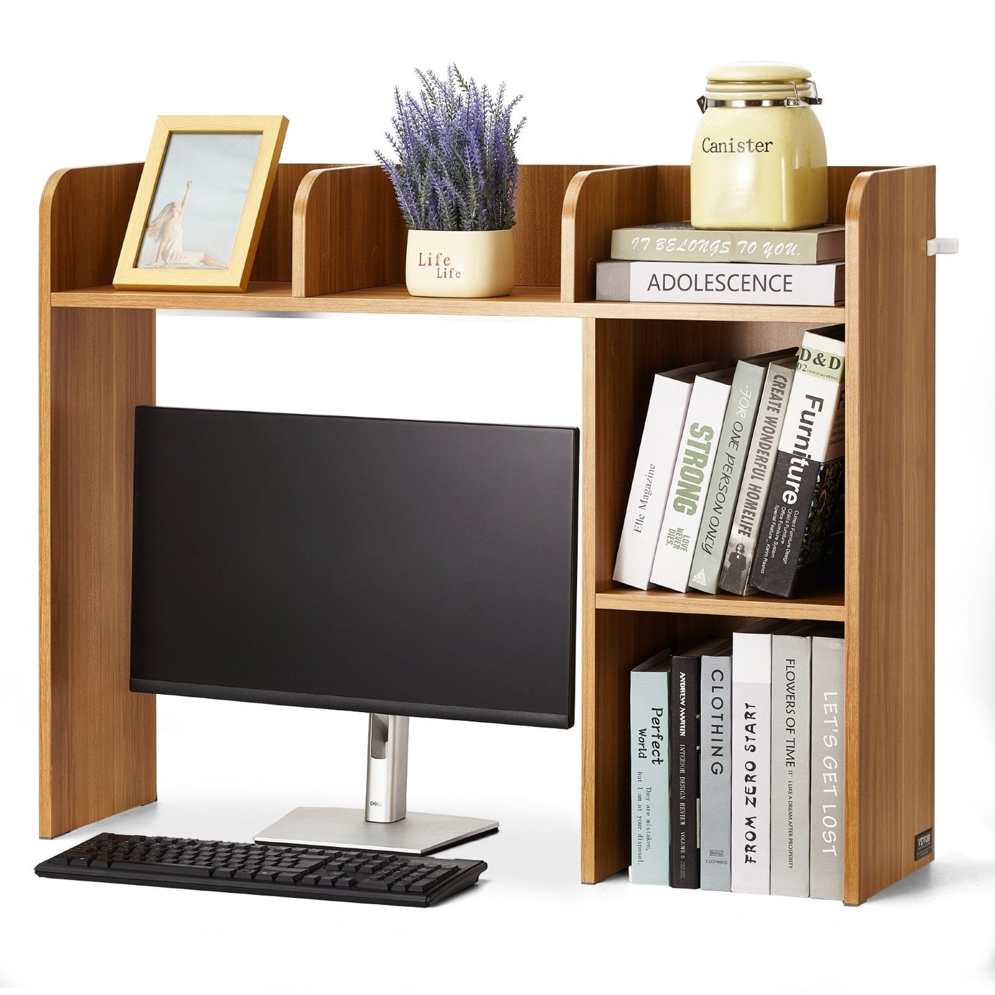 Desktop Bookshelf, 2-Tier Wood Desktop Storage Organizer, 37.2in x