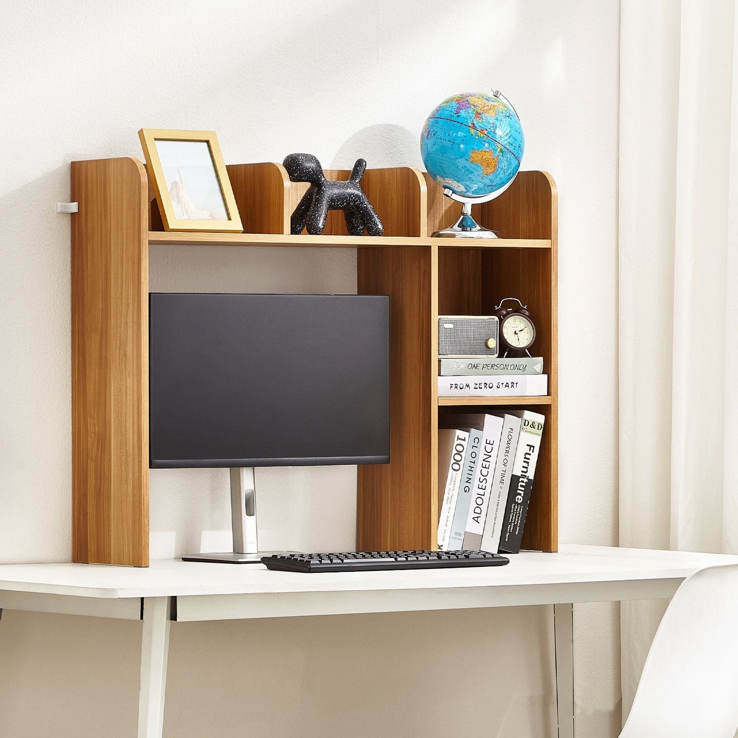 Desktop Bookshelf, 2-Tier Wood Desktop Storage Organizer, 37.2in x