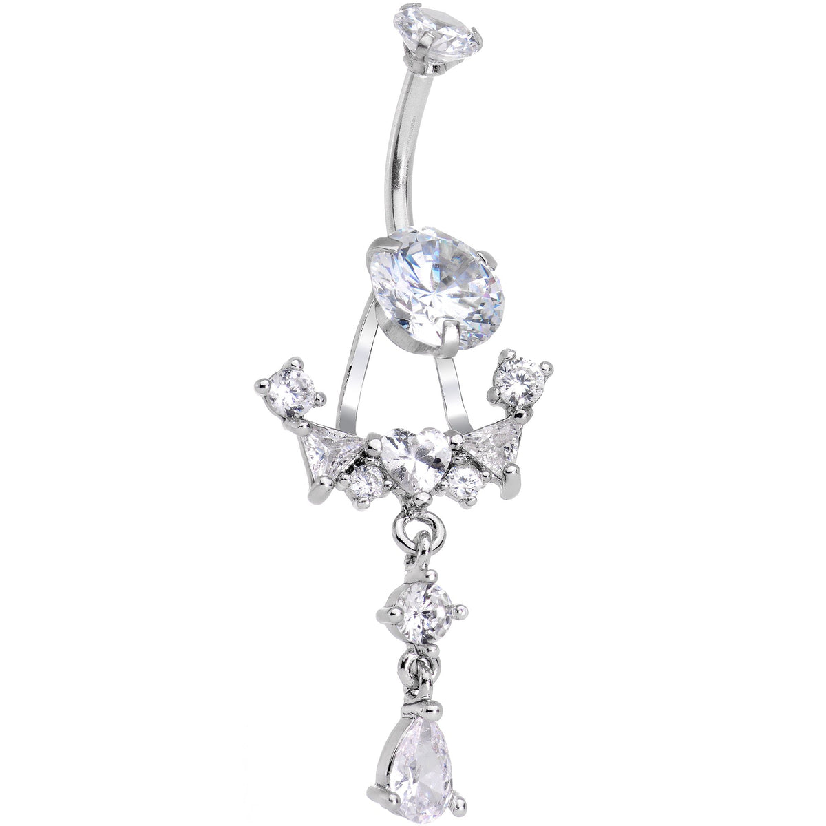 Clear CZ Gem Alluring Elegance Dangle Belly Ring