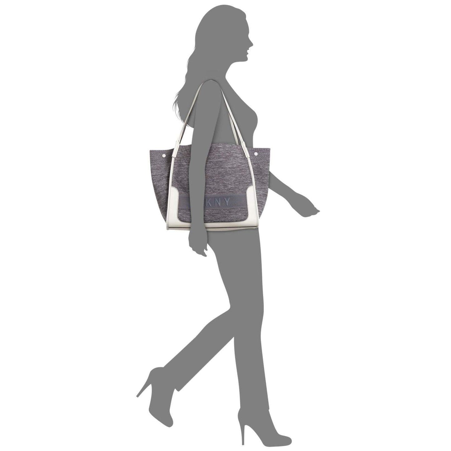 DKNY Gray Marled Ebony Knitted Large EW Top Handle Tote Handbag