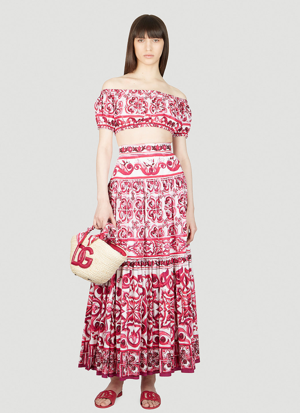 Dolce & Gabbana Women Majolica Print Maxi Skirt