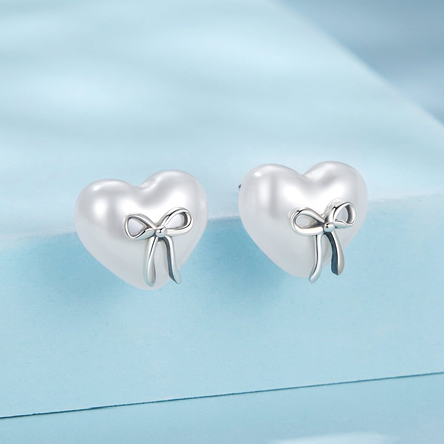 925 Sterling Silver Earrings with Quality Shell Pearl, Size 1*1.2cm for Women