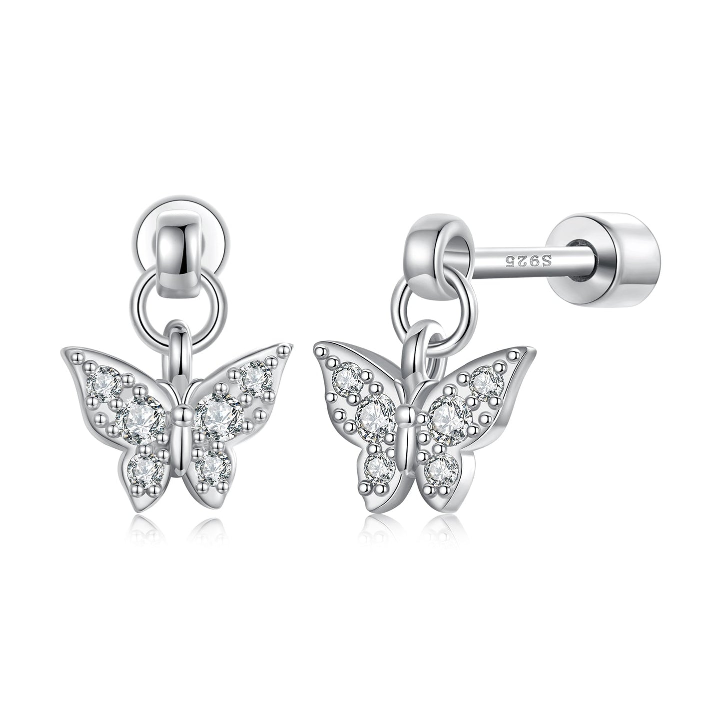 925 Sterling Silver White Gold Plated Earrings with CZ
