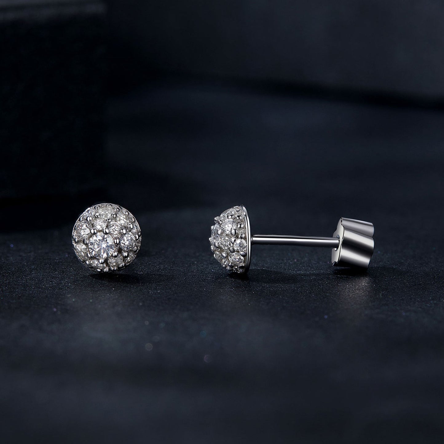 925 Sterling Silver White Gold Plated Moissanite Earrings Size 10mm for Women
