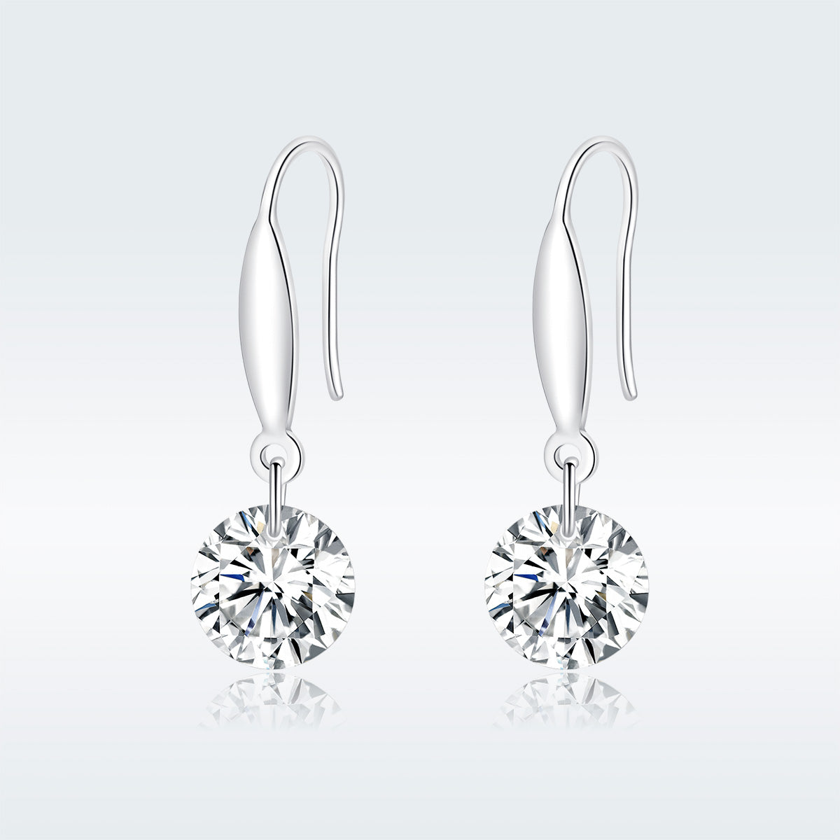 S925 Sterling Silver Earrings 2.6x0.8cm Plated Platinum with Pavé Setting CZ for Women