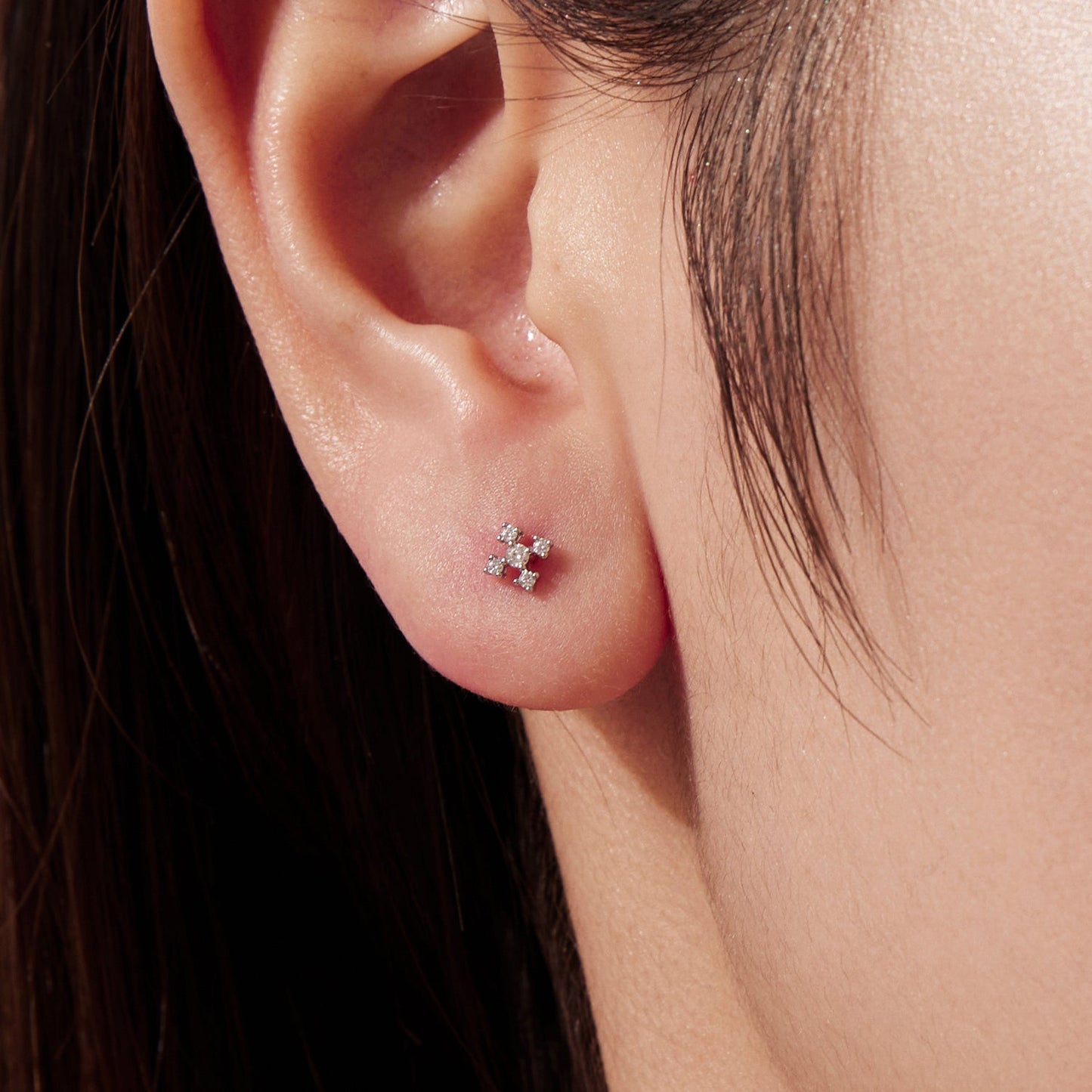 925 Sterling Silver Moissanite Earrings White Gold Plated 0.5cm for Women