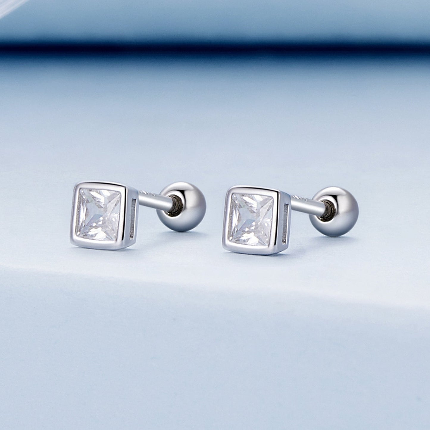 925 Sterling Silver 5mm Pavé Setting CZ Earrings for Women
