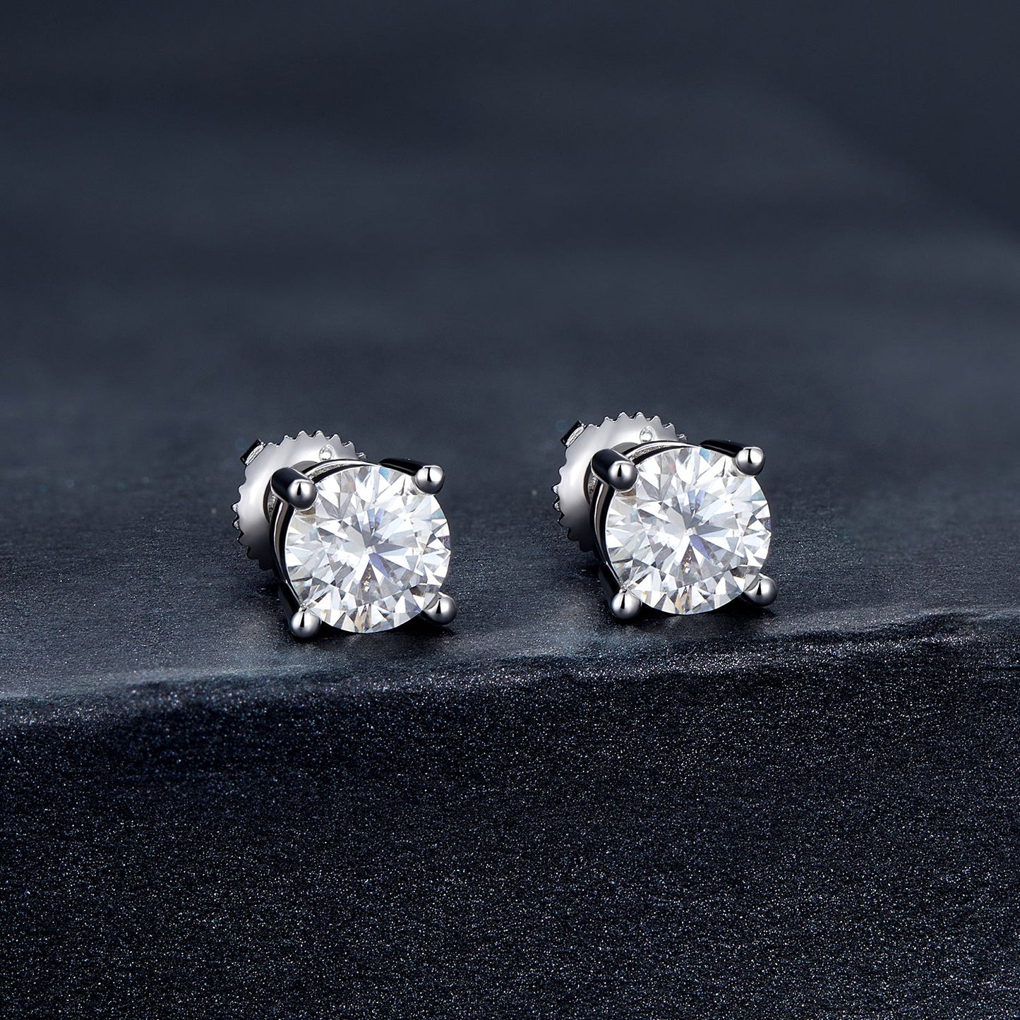 925 Sterling Silver Earrings with Moissanite in Style S, 0.5cm for Women