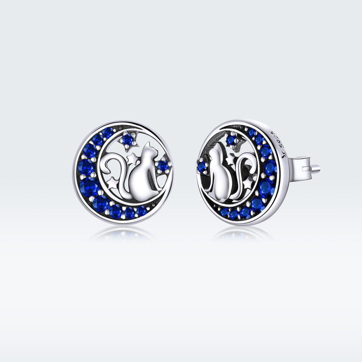 925 Sterling Silver Oxidized CZ Pavé Earrings
