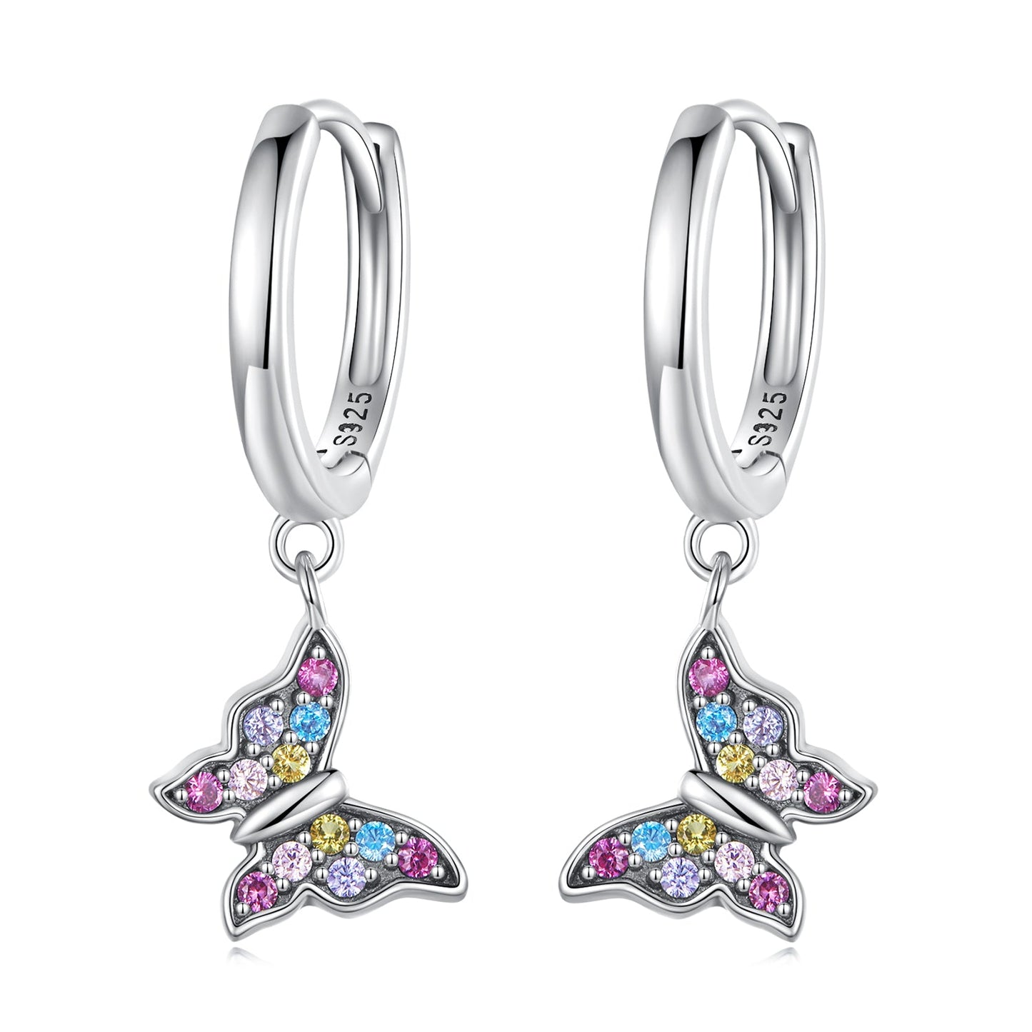 925 Sterling Silver Earrings with Pavé Setting CZ, 2.3*0.95cm, for Women