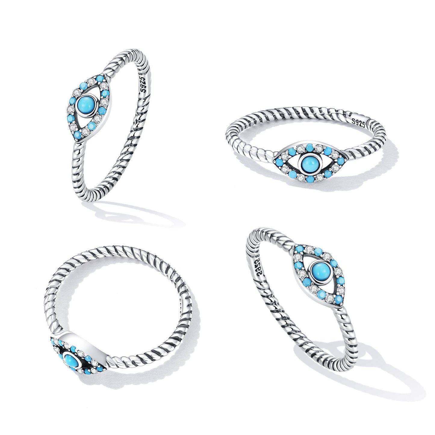925 Sterling Silver Turquoise Adjustable Ring Size 8 for Women