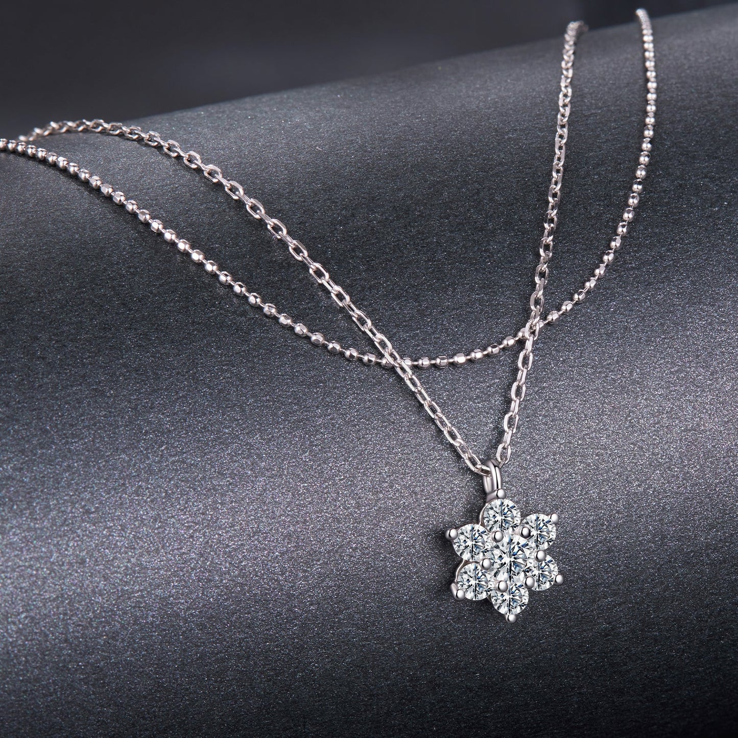 925 Sterling Silver 0.06 Carat & 0.20 Carat Moissanite Necklace with White Gold Plating for Women