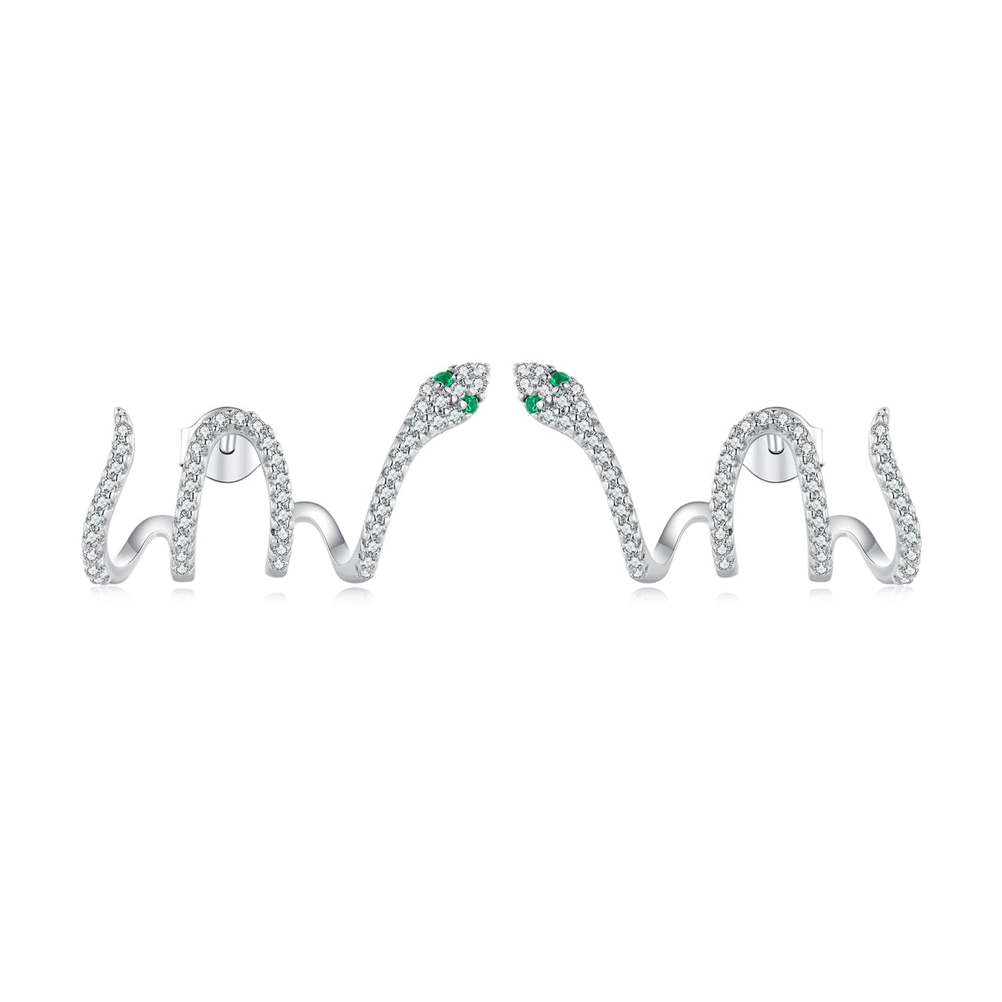 925 Sterling Silver Earrings with Plated Platinum and Pavé Setting CZ, 1.5x2.2cm for Women