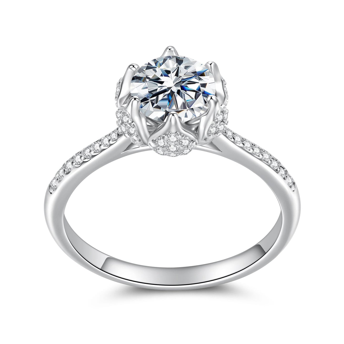 925 Sterling Silver Moissanite Ring 1ct Size 6 White Gold Plated for Women