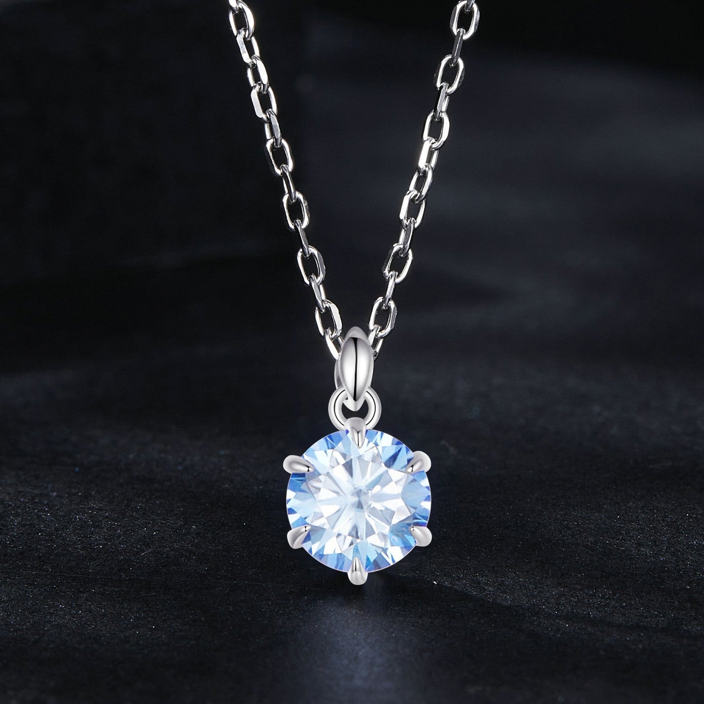 925 Sterling Silver Moissanite 6.5mm Diamond-like Pendant Necklace for Women