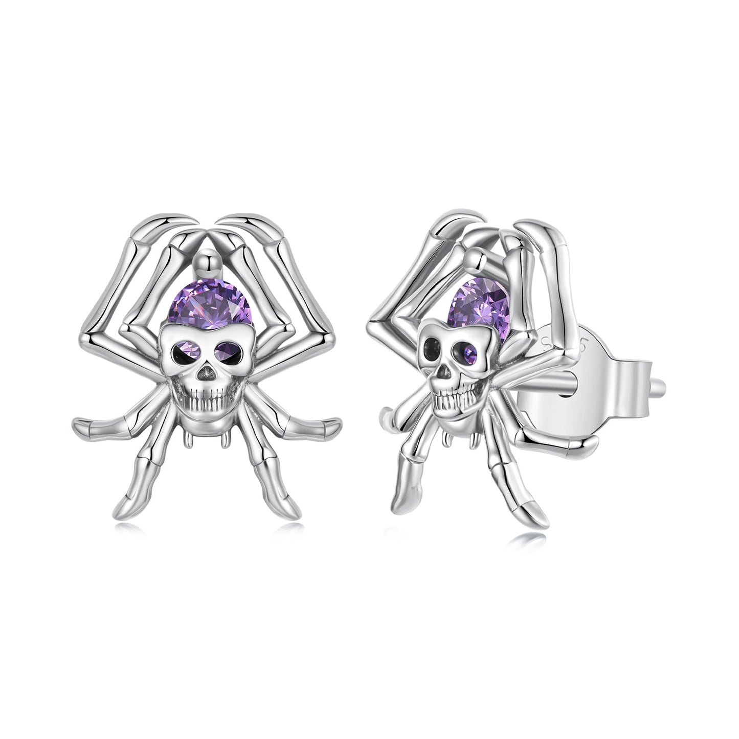 925 Sterling Silver Earrings with Pavé Setting CZ, 1.1 x 1.0 cm, Oxidized Finish for Women