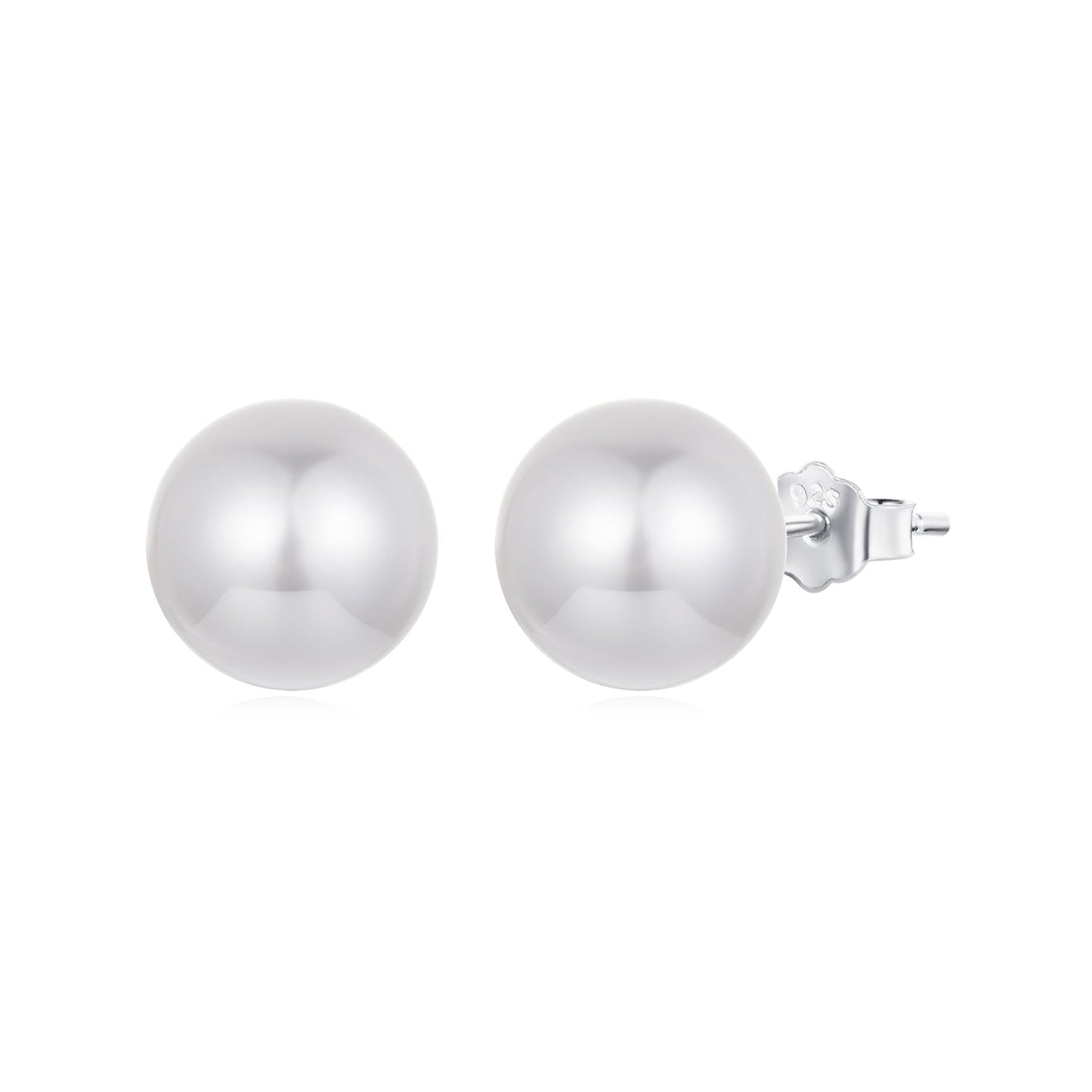 925 Sterling Silver Earrings with Quality Shell Pearl in White Gold Plating for Women