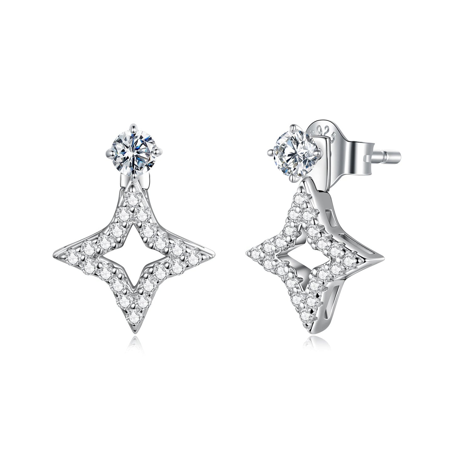 925 Sterling Silver Moissanite 0.1ct Earrings for Women