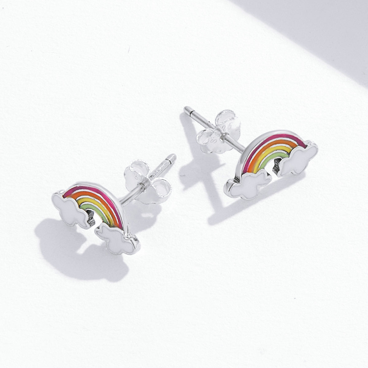 925 Sterling Silver Earrings with Enamel Process in Oxidized Silver for Women
