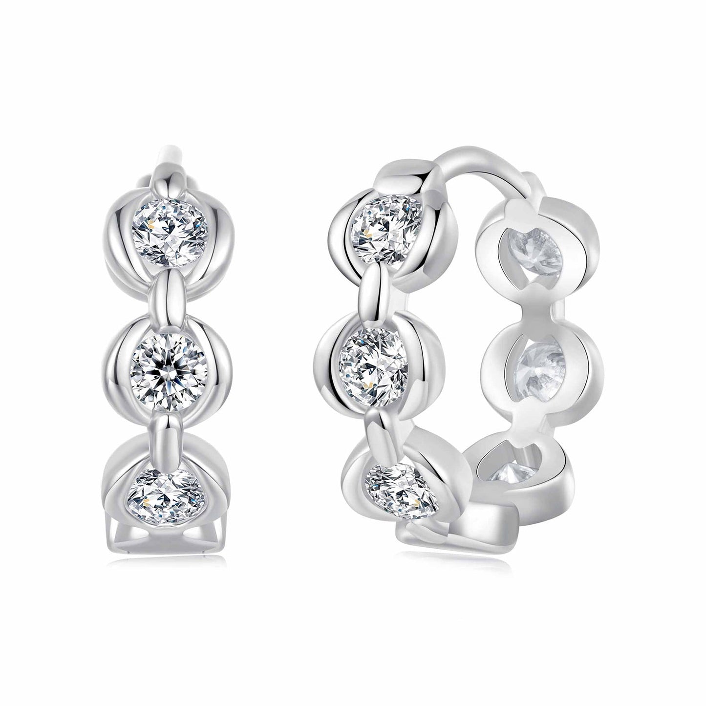 925 Sterling Silver 0.25 Carat Moissanite Hoop Earrings for Women