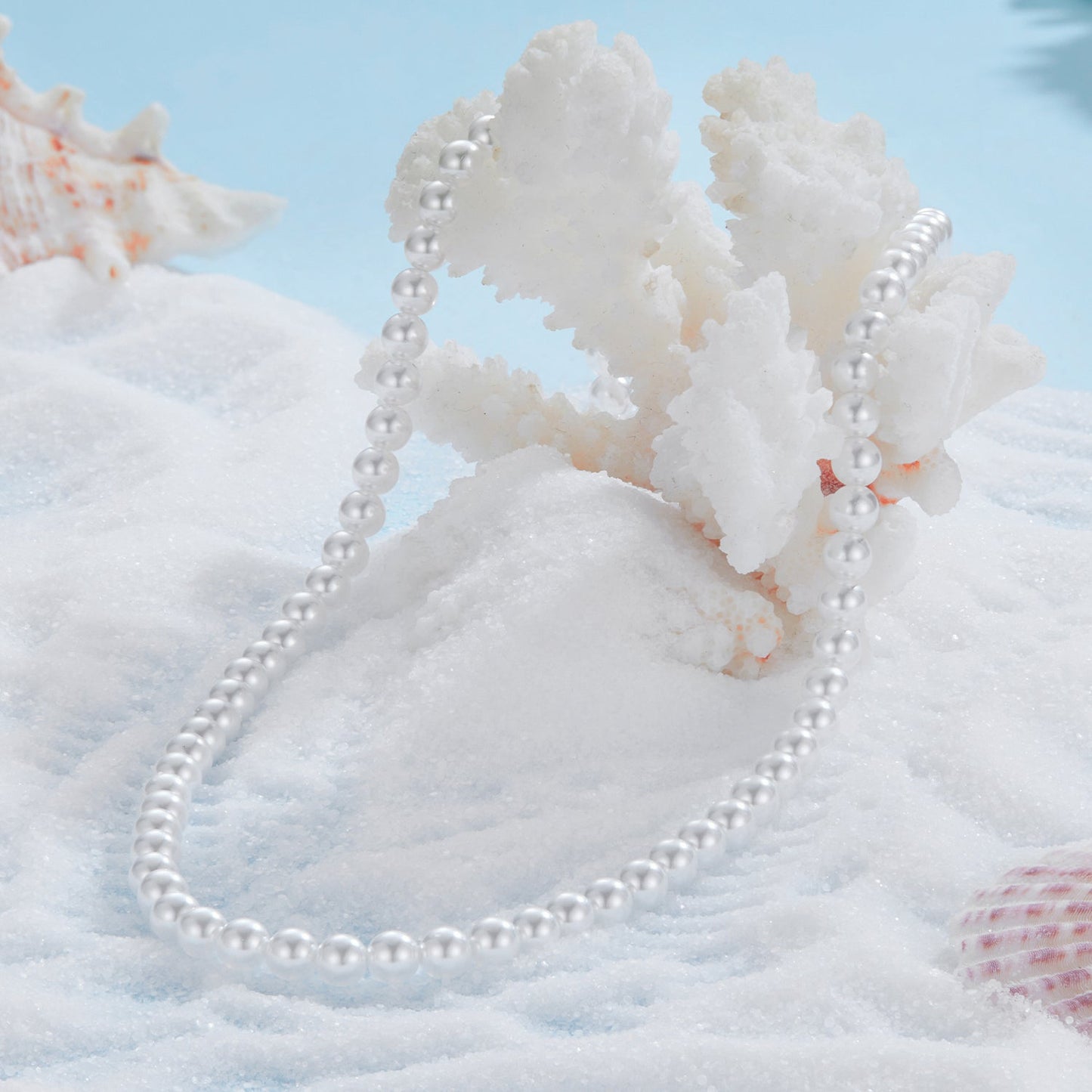 925 Sterling Silver White Gold Plated 39-45.5cm Quality Shell Pearl Necklace for Women