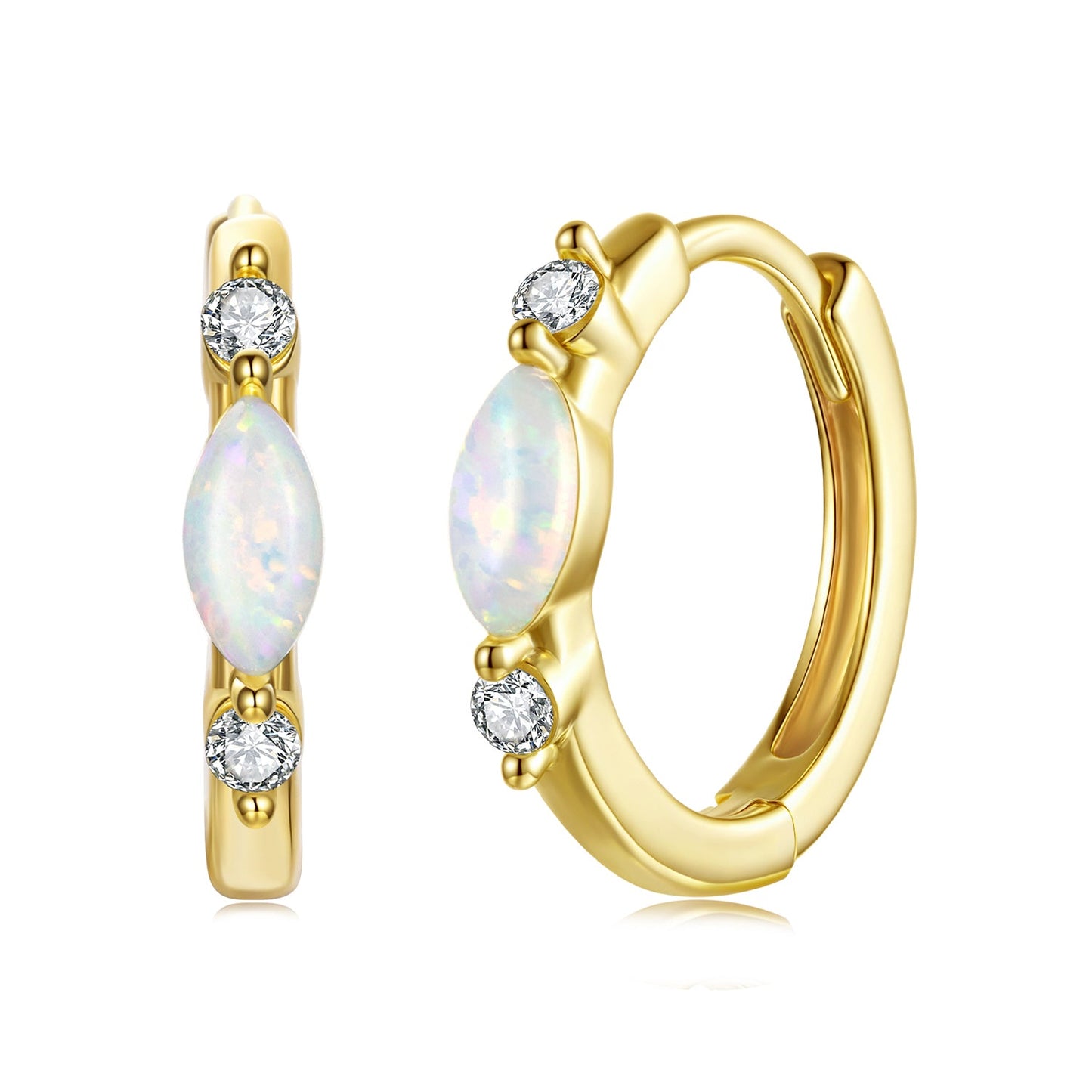 925 Sterling Silver Moissanite and Opal White Gold Plated Earrings for Women